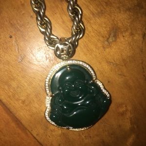 14k gold Italian rope necklace w Buddha pendant